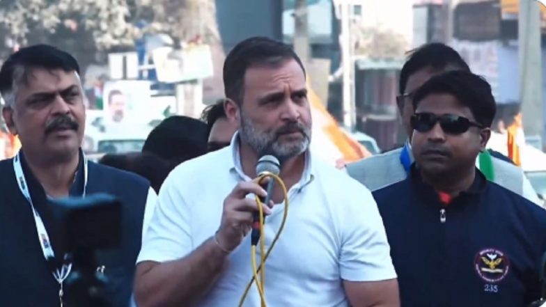 Jharkhand: Rahul Gandhi Addresses Rally in Bokaro, Claims ‘Tribals’ Land is Being Snatched Away, Dalits Are Suppressed’ (Watch Video)