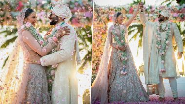 Rakul Preet Singh, Jackky Bhagnan’s Wedding Outfits: Actor Opts for Tarun Tahiliani’s Ivory Chikankari Sherwani; Actress Dons Exquisite Lehenga Adorned With Pearls (See Pics)