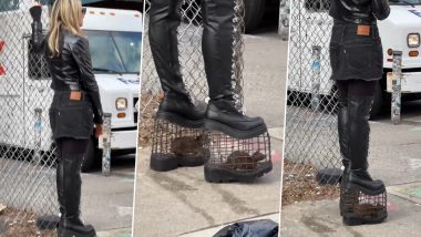 Woman’s Bizarre Rat Cage Boots Video From New York Goes Viral, Watch
