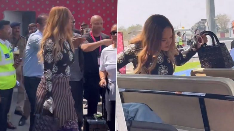 Anant Ambani-Radhika Merchant Pre-Wedding Festivities: Rihanna Arrives in Jamnagar Ahead of Her Performance at the Couple's Wedding Celebrations (Watch Video)