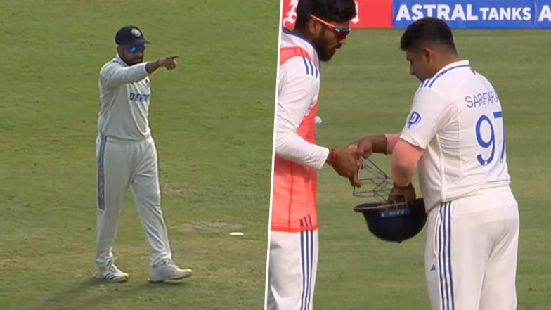 'Ae Bhai, Zyada Hero Mat Ban' Rohit Sharma's Hilarious Suggestion For Sarfaraz Khan to Wear Helmet Caught On Stump Mic During IND vs ENG 4th Test 2024 (Watch Video)