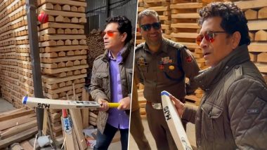 Sachin Tendulkar Reveals He Received First Bat from His Sister As he Visits Bat Factory During Kashmir Trip (Watch Video)