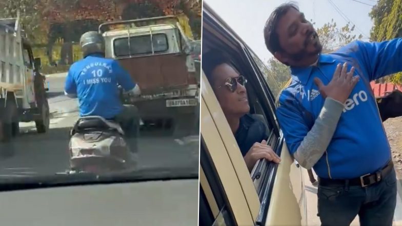 Sachin Tendulkar Meets His Die-Hard Fan Wearing ‘I Miss You Tendulkar’ Jersey on the Road, Shares Heartwarming Video of Their Interaction