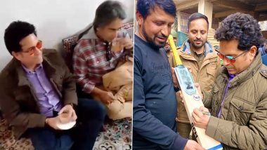Sachin Tendulkar Visits Bat Factory in Pulwama, Enjoys Kashmiri Hospitality With Wife Anjali and Daughter Sara (Watch Videos)