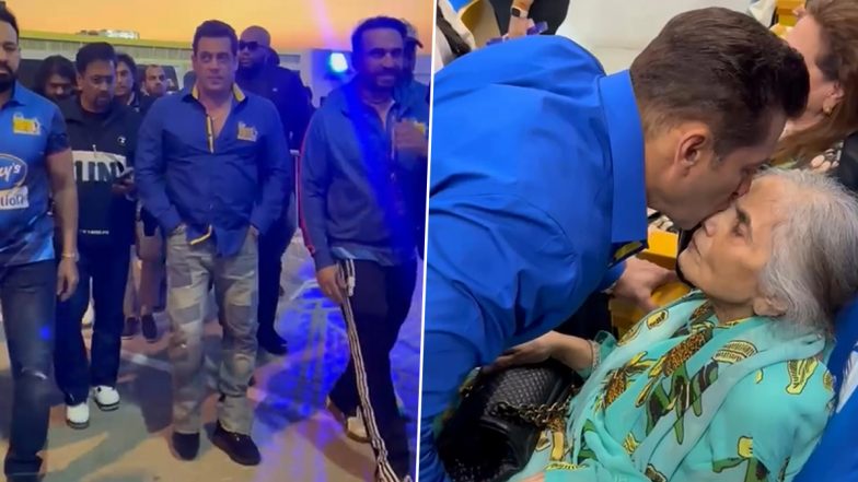 CCL 2024: Salman Khan Adorably Kisses His Mother at the Event and Wins Our Hearts (Watch Video)