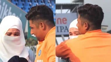 Sarfaraz Khan Hugs Wife Romana Zahoor After Receiving India Cap At the Start of IND vs ENG 3rd Test 2024 (Watch Video)