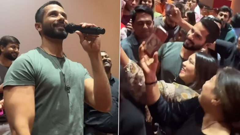 Shahid Kapoor Makes Surprise Theatre Visit During Teri Baaton Mein Aisa Uljha Jiya Show; Fans Mob the Actor for Selfies (Watch Video)