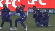 Sherfane Rutherford Manages To Hold On To Catch Despite Colliding With Saud Shakeel During Quetta Gladiators vs Islamabad United PSL 2024 Match (Watch Video)