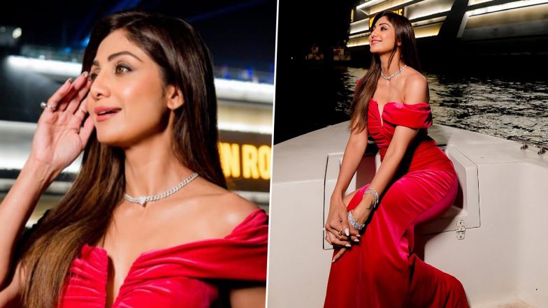 Shilpa Shetty Sets Major Valentine’s Day Date Night Goals in Glamorous Red Velvet Gown (View Pics)