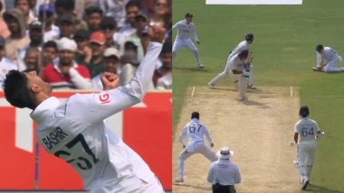 England's Shoaib Bashir Dismisses Rohit Sharma for His First Test Wicket During IND vs ENG 2nd Test 2024 (Watch Video)