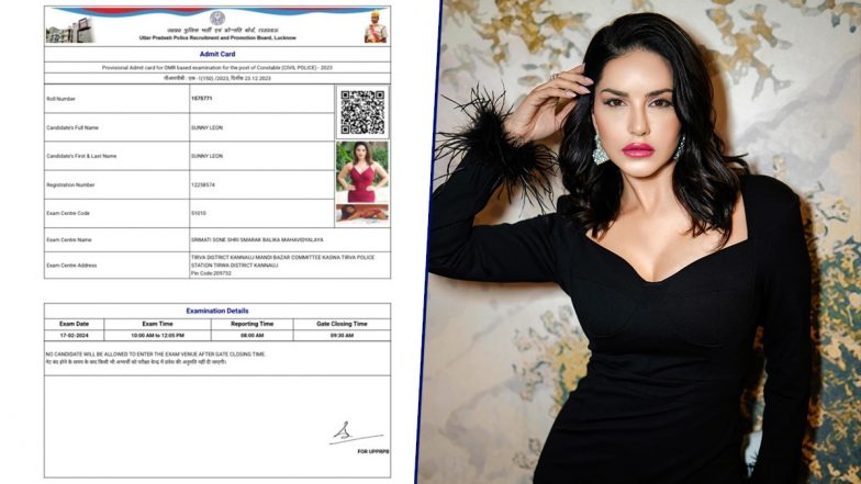 'Sunny Leon' Admit Card: Hall Ticket Featuring Bollywood Actress Sunny Leone's Photo and Name for UP Police Constable Recruitment Exam Goes Viral (See Pic)