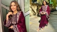 Rakshak Chapter 2 Actress Surbhi Chandna Looks Spectacular in a Burgundy Churidar and Matching Dupatta She Wore for Series Promotions (View Pics)