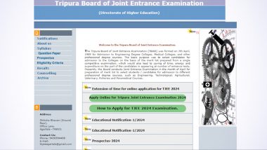 TBJEE Exam 2024: Registration for Tripura Joint Entrance Examination Extended Till February 22, Apply Online at tbjee.nic.in