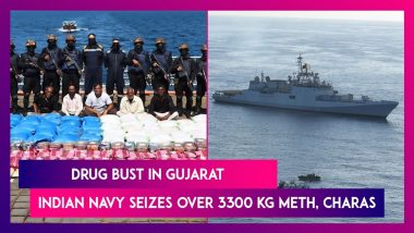 Indian Navy Seizes Over 3300 Kg Meth, Charas In Biggest Drug Bust Off Gujarat Coast; Five Crew Members Arrested