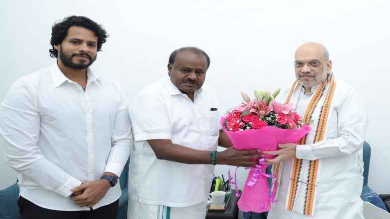 Lok Sabha Elections 2024: JDS President HD Kumaraswamy Meets Amit Shah, Discusses Seat-Sharing in Karnataka