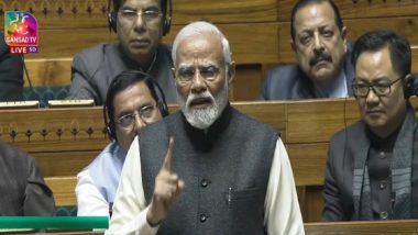 ‘Nehruji Thought Indians Were Lazy, Less Intelligent’: PM Narendra Modi Attacks Congress in Lok Sabha Reply (Watch Video)