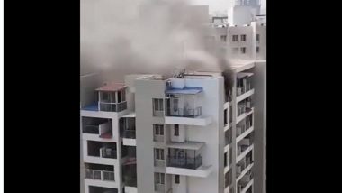 Pune Fire: Massive Blaze Erupts at 11-Storey Residential Building in Mohammadi Area, Fire Tenders Present at Spot (Watch Video)