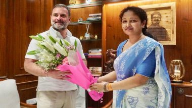 Rahul Gandhi Meets Hemant Soren’s Wife: Congress Leader Meets Former Jharkhand CM’s Wife Kalpana Soren in Ranchi After JMM-Led Government Wins Floor Test