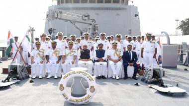 INS Sandhayak: First Survey Vessel Large Ship Commissioned Into Indian Navy in Presence of Defence Minister Rajnath Singh at Visakhapatnam (See Pics and Video)