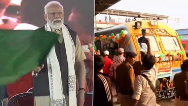 PM Modi in West Bengal: Prime Minister Narendra Modi Flags Off Siliguri-Radhikapur Train Virtually (Watch Video)