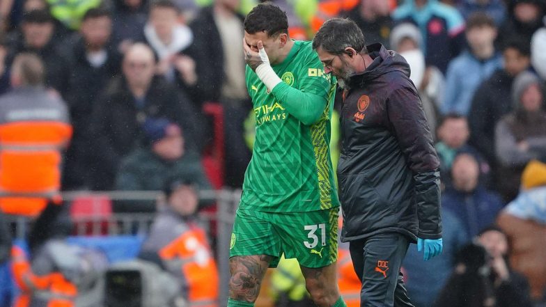 Premier League 2023-24: Citizen’s Goalkeeper Ederson Out for 3-4 Weeks Following Thigh Injury in Manchester City vs Liverpool Match