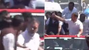 Rahul Gandhi Gives Toffees to People Chanting 'Modi, Modi' During Bharat Jodo Nyay Yatra in Madhya Pradesh's Shajapur (Watch Video)