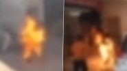 Shahjahanpur Shocker: Man Attempts Self-Immolation Outside SP Office in Uttar Pradesh, Disturbing Video Surfaces
