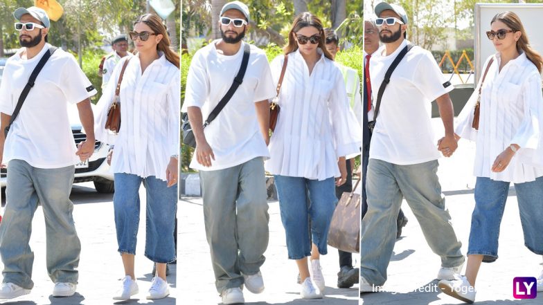 Parents-To-Be Ranveer Singh, Deepika Padukone Twin in White as They Leave Jamnagar Post-Anant Ambani-Radhika Merchant Pre-Wedding Bash (View Pics)