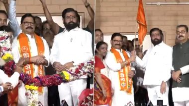 Ravindra Waikar, Uddhav Thackeray’s Close Aide, Joins Eknath Shinde-Led Shiv Sena Ahead of 2024 Lok Sabha Polls (Watch Video)