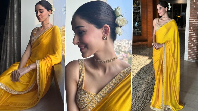 Ananya Panday Shines in Yellow Saree as Speaker at Humanitarian Awards in Chennai (View Pics and Watch Videos)