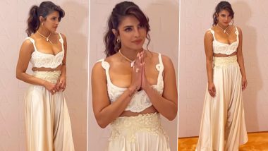Priyanka Chopra Sizzles As She Makes Stylish Appearance in Mumbai, Actress Dons White Outfit at the Bulgari Event (Watch Video)