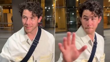 Nick Jonas Rocks All-White Look As He Arrives in Mumbai To Celebrate Holi With Wife Priyanka Chopra and Daughter Malti Marie (Watch Video)