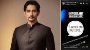 Siddharth Takes to Insta To Remind Everyone He Is Not on X; Actor Wrongly Credited for Viral Post Calling Out Patriarchy During RCB’s WPL 2024 Victory Celebrations!