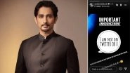 Siddharth Takes to Insta To Remind Everyone He Is Not on X; Actor Wrongly Credited for Viral Post Calling Out Patriarchy During RCB&rsquo;s WPL 2024 Victory Celebrations!