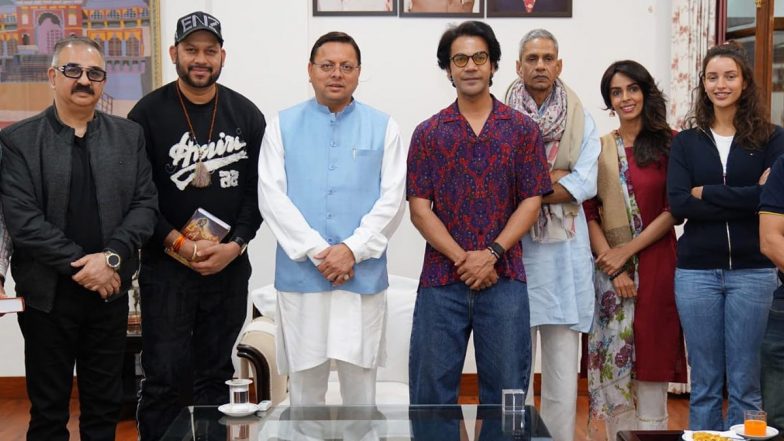 Rajkummar Rao, Vijay Raaz, Triptii Dimri and Mallika Sherawat Meet Uttarakhand CM Pushkar Singh Dhami, Discuss Measures To Boost Film Production in State (See Pic)