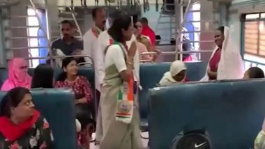 Lok Sabha Election 2024: NCP Leader Supriya Sule Interacts With Commuters in Train, Campaigns for General Elections