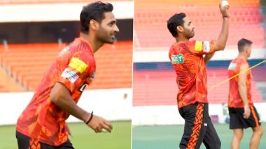 Bhuvneshwar Kumar Sweats It Out in the Sunrisers Hyderabad Nets Ahead of IPL 2024 Clash Against Kolkata Knight Riders