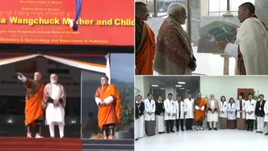 PM Narendra Modi Inaugurates Gyaltsuen Jetsun Pema Wangchuck Mother and Child Hospital in Thimphu Built With Indian Assistance in Bhutan (Watch Video)