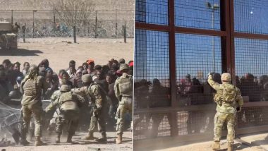 El Paso Border Breach: 'Illegal' Migrants at US-Mexico Border Overwhelm Texas National Guard, Storm Through Razor-Wire Fencing in Bid to Enter America (Watch Videos)