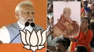PM Narendra Modi Fan Spotted Holding a Painting of Him as Indian Prime Minister Addresses The Crowd at a Public Gathering in Sangareddy, Telangana (Watch Video)