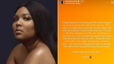 Lizzo Declares ‘I Quit’ as She Is Tired of Bullying and Trolls Amid Her Sexual Harassment Case, Rapper Says ‘I Feel Like World Doesn’t Want Me’