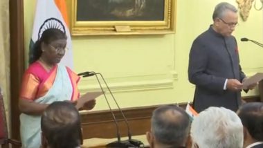 President Droupadi Murmu Administers Oath of Chairperson Lokpal Justice Ajay Manikrao Khanwilkar at Rashtrapati Bhavan (Watch Video)