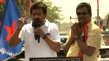 Tamil Nadu Minister Udhayanidhi Stalin Slams PM Narendra Modi During Roadshow in Theni, Says ‘They Have Taken Away Our Language Rights’ (Watch Video)