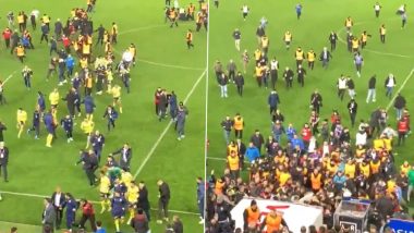 Turkish Super Lig 2023–24: Trabzonspor Fans Invade Pitch, Attack Fenerbahce Players in Turkey, Police Have Detained 12 People