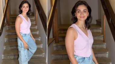Alia Bhatt Rocks Casual Look In Sleeveless Pink Top and Baggy Denim For Her Latest Outing (Watch Video)