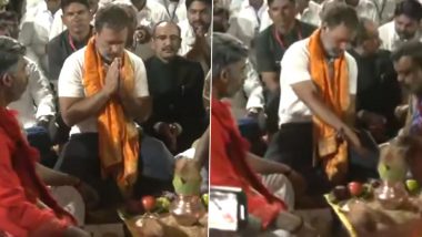 Rahul Gandhi Offers Prayers at Trimbakeshwar Jyotirlinga Temple in Nashik During His Bharat Jodo Nyay Yatra (Watch Video)
