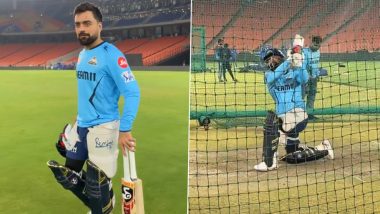 IPL 2024: Gujarat Titans All-Rounder Rashid Khan Showcases Variety of Shots Ahead of Mumbai Indians Encounter