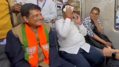 Piyush Goyal Travels in Mumbai Local Train, Interacts With Passengers (Watch Video)