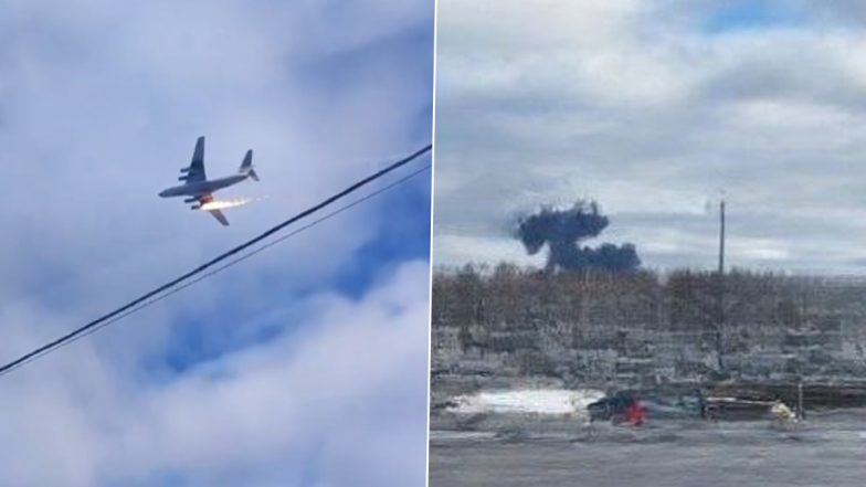 Russia Plane Crash Video: Russian Military Aircraft Crashes Near Ivanovo After Catching Fire Mid-Air