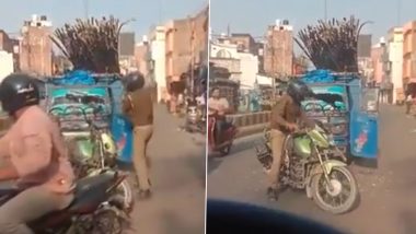 Uttar Pradesh: Cop Vandalises Auto With Stick in Prayagraj, Police Responds After Video Goes Viral